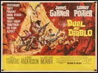 6y398 DUEL AT DIABLO British quad '66 McCarthy art of Sidney Poitier & James Garner surrounded!