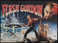 6y401 FLASH GORDON British quad '80 cool Casaro art of Sam Jones & Max Von Sydow as Ming!