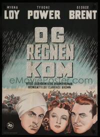 6y362 RAINS CAME Danish '51 Myrna Loy, Tyrone Power wearing turban, George Brent