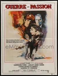 6y806 HANOVER STREET French 16x21 '79 art of Harrison Ford & Lesley-Anne Down in World War II!