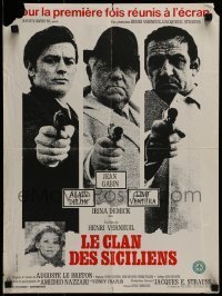 6y824 SICILIAN CLAN French 17x23 '69 Verneuil's Les Clan des Siciliens, Jean Gabin, Alain Delon