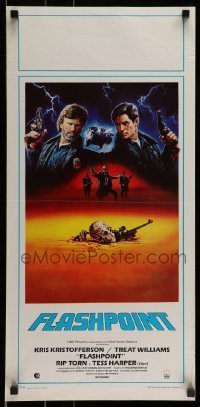 6y470 FLASHPOINT Italian locandina '84 Kris Kristofferson, Williams, Harper, skeleton & rifle!