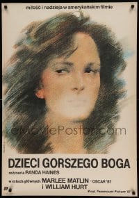 6y951 CHILDREN OF A LESSER GOD Polish 26x38 '88 William Hurt, Swierzy art of Marlee Matlin!