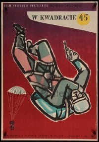 6y930 V KVADRATE 45 Polish 24x34 '56 Yuri Vyshinsky, Jaworowski art of parachutist with gun!