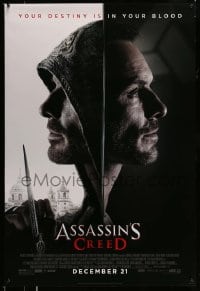 6z095 ASSASSIN'S CREED style D advance DS 1sh 2016 images of Michael Fassbender & the Hidden Blade!