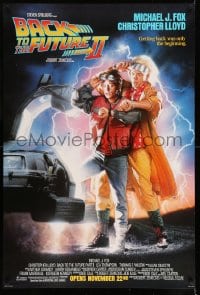 6z103 BACK TO THE FUTURE II advance 1sh 1989 Michael J. Fox & Christopher Lloyd by Drew Struzan!