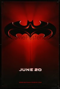 6z108 BATMAN & ROBIN advance DS 1sh 1997 Clooney, O'Donnell, cool image of bat symbol!