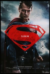 6z124 BATMAN V SUPERMAN teaser DS 1sh 2016 waist-high image of Henry Cavill in title role!