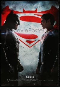 6z119 BATMAN V SUPERMAN teaser DS 1sh 2016 Ben Affleck and Henry Cavill in title roles facing off!