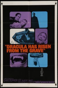 7b222 DRACULA HAS RISEN FROM THE GRAVE int'l 1sh 1969 Hammer, Christopher Lee, great vampire montage