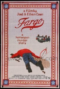 7b240 FARGO 1sh 1996 a homespun murder story from Coen Brothers, Dormand, needlepoint design!