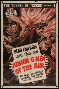 7b423 JUNIOR G-MEN OF THE AIR chapter 4 1sh 1942 fiery action art, serial, The Tunnel of Terror!