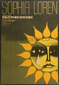 7j739 SUNFLOWER Polish 23x33 1971 De Sica's I Girasoli, Loren, Mastroianni, Wiktor Gorka art!