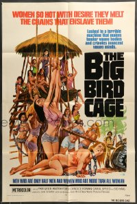 7r081 BIG BIRD CAGE 1sh 1972 Pam Grier, Roger Corman, classic chained women art by Joe Smith!