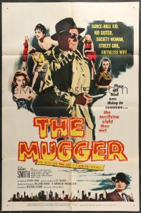 7r589 MUGGER 1sh 1958 Kent Smith & Nan Martin in Ed McBain's street crime film noir!