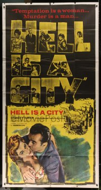 7t752 HELL IS A CITY 3sh 1960 Stanley Baker, temptation is a woman, murder is a man!