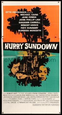 7t760 HURRY SUNDOWN 3sh 1967 Otto Preminger, Michael Caine, Jane Fonda, cool David Weisman art!