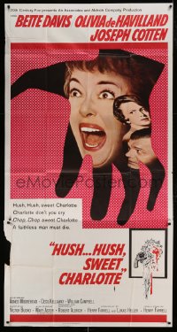 7t761 HUSH...HUSH, SWEET CHARLOTTE 3sh 1965 Bette Davis, Olivia de Havilland, Robert Aldrich