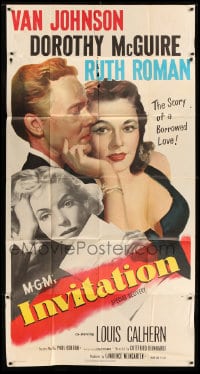 7t768 INVITATION 3sh 1952 Van Johnson, Dorothy McGuire, Ruth Roman, story of a borrowed love!