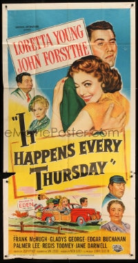 7t769 IT HAPPENS EVERY THURSDAY 3sh 1953 Loretta Young, John Forsythe, wacky art of family!