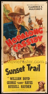 7t941 HOPALONG CASSIDY style B 3sh '47 art of William Boyd, Sunset Trail