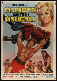 7t483 HERCULES AGAINST THE MONGOLS Italian 1p R1970 cool different art of Mark Forest as Hercules!