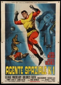 7t175 HUMAN DUPLICATORS Italian 2p 1965 great Picchioni Franco art of guy in wacky costume!