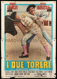 7t177 I DUE TORERI Italian 2p 1965 wacky image of matadors Franco & Ciccio as The Two Bullfighters!