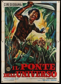 7t179 IL PONTE DELL'UNIVERSO Italian 2p 1956 art of hunter behind Central American jungle native!