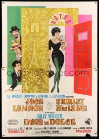 7t181 IRMA LA DOUCE Italian 2p 1963 Billy Wilder, great art of Shirley MacLaine & Jack Lemmon!