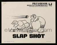 8d395 SLAP SHOT pressbook 1977 Paul Newman hockey sports classic, great R.G. cartoon artwork!