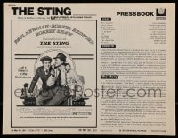 8d414 STING pressbook 1974 artwork of con men Paul Newman & Robert Redford by Richard Amsel!