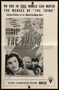 8d432 THING pressbook R1957 Howard Hawks classic horror, it strikes without warning from another world!