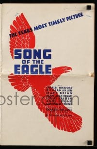 8d401 SONG OF THE EAGLE pressbook 1933 about mobsters trying to steal a brewery post-Prohibition!