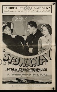 8d418 STOWAWAY pressbook 1932 great images of sexiest Fay Wray, Leon Waycoff, Roscoe Karns!