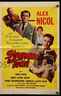 8d420 STRANGER IN TOWN pressbook 1959 Alex Nicol comes from out of the past to expose the perfect crime!