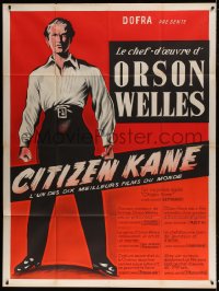 8f558 CITIZEN KANE French 1p R1950s different full-length art of Orson Welles as Charles Foster Kane!