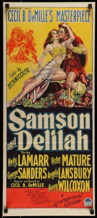 8g965 SAMSON & DELILAH Aust daybill 1949 Richardson Studio art, Hedy Lamarr, Victor Mature