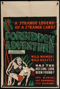 8j298 FORBIDDEN ADVENTURE IN ANGKOR 1sh 1937 great LRM art of gorilla holding topless native girl!