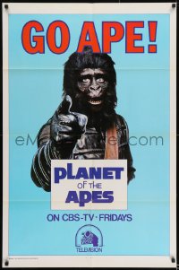 8j333 GO APE TV 1sh 1974 Planet of the Apes, wonderful Uncle Sam parody art!