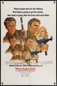 8j970 WHERE EAGLES DARE style C 1sh 1968 Clint Eastwood, Burton, Ure, different art by Terpning!