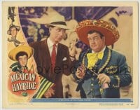 8k781 MEXICAN HAYRIDE LC #8 1948 great close up of Bud Abbott with Lou Costello wearing sombrero!