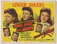 8k342 TOM, DICK & HARRY TC 1941 Ginger Rogers, George Murphy, Alan Marshal, Burgess Meredith!