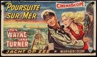 8p086 SEA CHASE Belgian 1956 great different artwork of John Wayne & sexy Lana Turner!