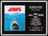 8p385 JAWS advance DS British quad R2012 art of classic man-eating shark attacking sexy swimmer!