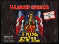 8p446 TWINS OF EVIL British quad 1972 cool art of Madeleine & Mary Collinson, Dracula, Hammer!