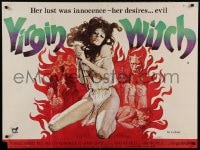 8p450 VIRGIN WITCH British quad 1972 Ann Michelle, occult horror, wild image of girl to be sacrificed!