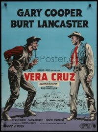 8p251 VERA CRUZ Danish 1956 artwork of cowboys Gary Cooper & Burt Lancaster by K. Wenzel!