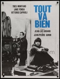 8p664 TOUT VA BIEN French 24x31 1972 Jean-Luc Godard, cool image of movie camera & Jane Fonda!