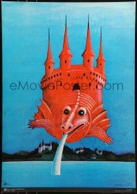 8p558 UNKNOWN POLISH POSTER commercial Polish 19x27 1970s castle-dragon, T. Wilbik art!